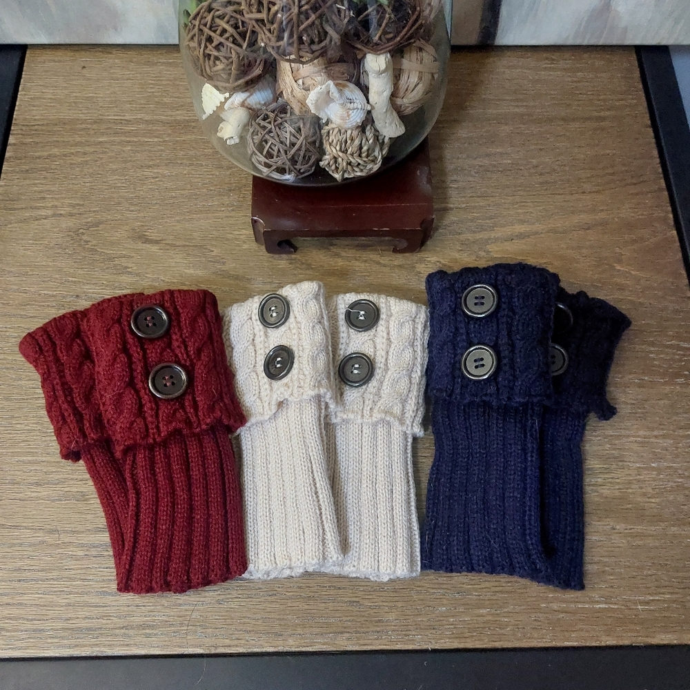 Knitted Boot Cuffs with Button Accents